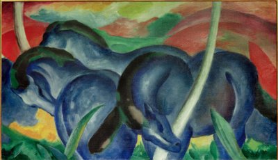 De grote blauwe paarden door Franz Marc